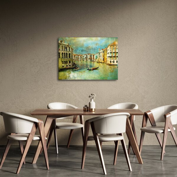 Obraz - Benátský kanál a gondoly (70x50 cm)