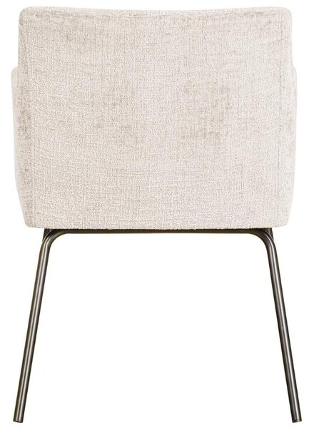 WOOOD Bílá sametová jídelní židle Ken s područkami
