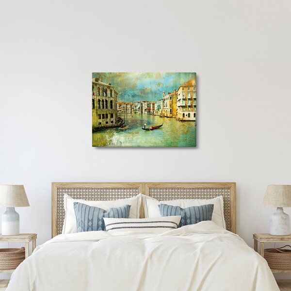Obraz - Benátský kanál a gondoly (70x50 cm)