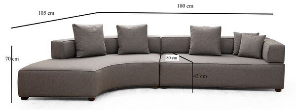 (3591) GONDOL rohová sedací souprava šedá - levá