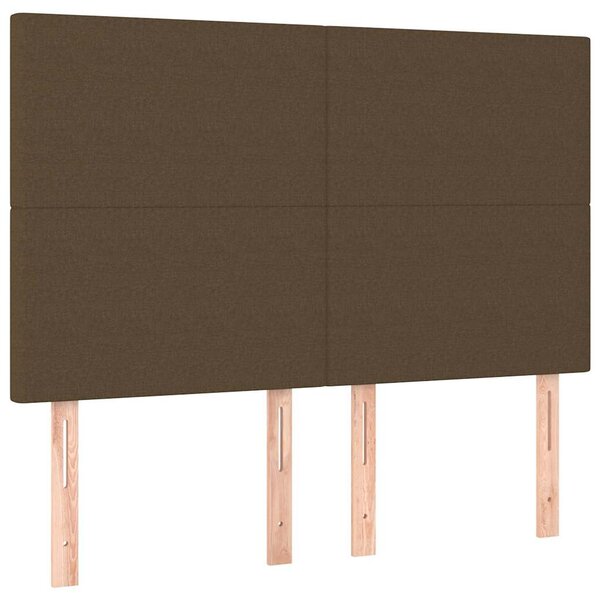 Čelo postele tmavě hnědé 144x5x118/128 cm látkové 3116053