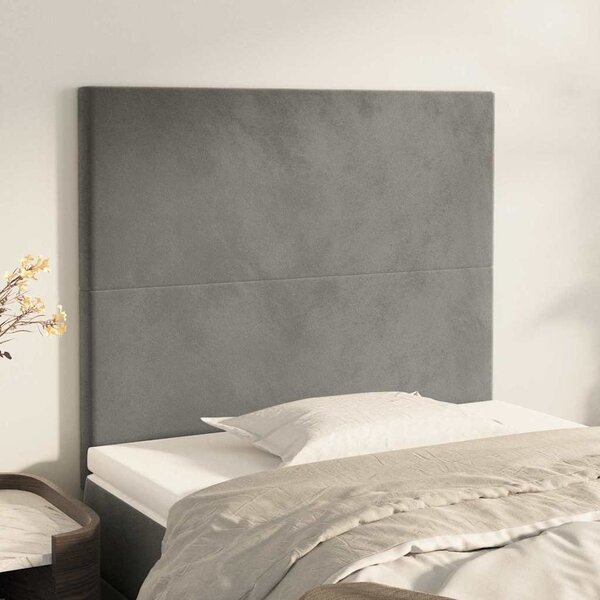 Čelo postele světle šedé 90x5x118/128 cm sametové 3116088