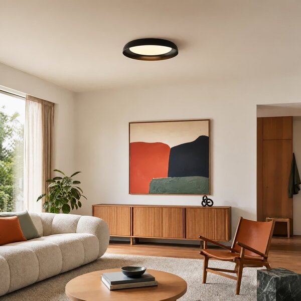 Stropní Lampa Lindby, Florie, Černá, Obývací pokoj, Plast, Moderní