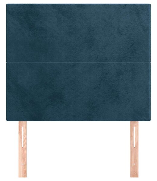 Čelo postele tmavě modré 100x5x118/128 cm sametové 3116098