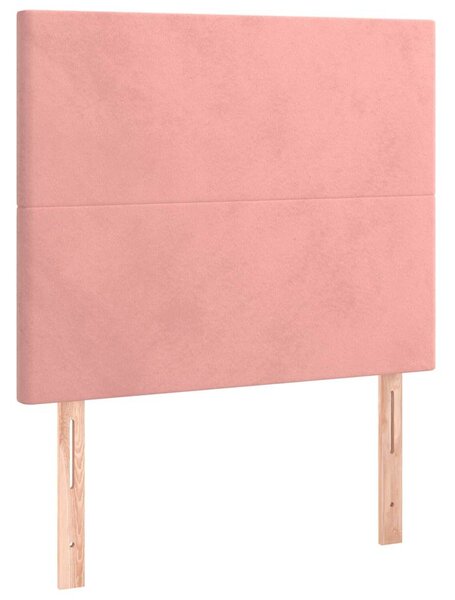 Čelo postele s LED růžové 80x5x118/128 cm samet 3122179