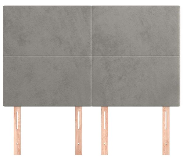 Čelo postele světle šedé 144x5x118/128 cm sametové 3116100