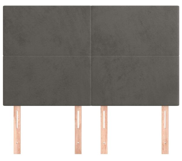 Čelo postele tmavě šedé 144x5x118/128 cm sametové 3116101