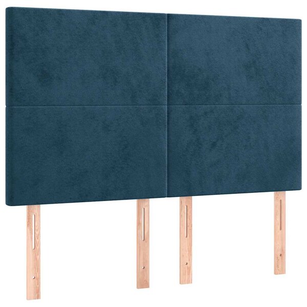 Čelo postele tmavě modré 144x5x118/128 cm sametové 3116104