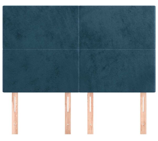 Čelo postele tmavě modré 144x5x118/128 cm sametové 3116104