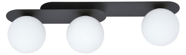 Stropní svítidlo PLAZA 3 – černé, opálové sklo, 3× E14, šířka 70 cm