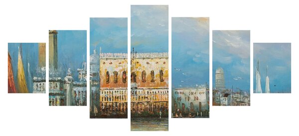 Obraz - Gondola projíždějící Benátkami, olejomalba (210x100 cm)
