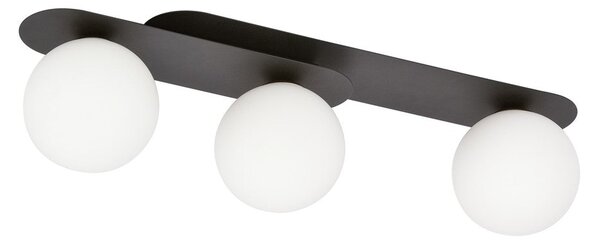 Stropní svítidlo PLAZA 3 – černé, opálové sklo, 3× E14, šířka 70 cm