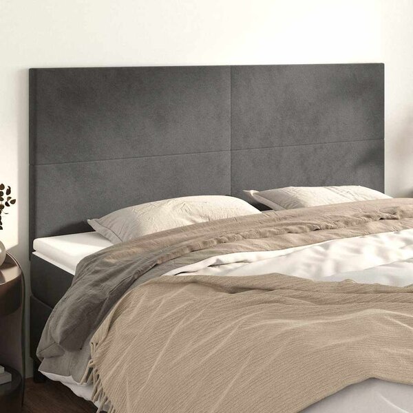 Čelo postele tmavě šedé 180x5x118/128 cm sametové 3116113