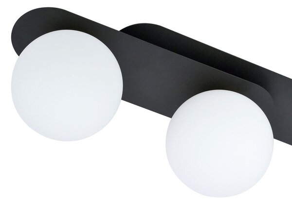 Stropní svítidlo PLAZA 3 – černé, opálové sklo, 3× E14, šířka 70 cm