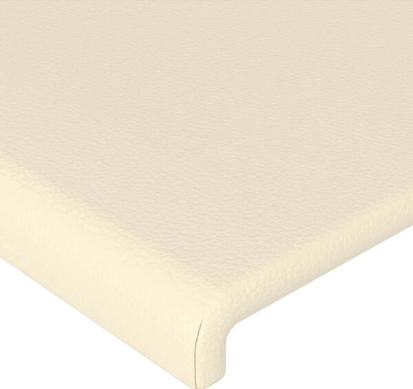 Čelo postele s LED krémové 80x5x118/128 cm umělá kůže 3122218