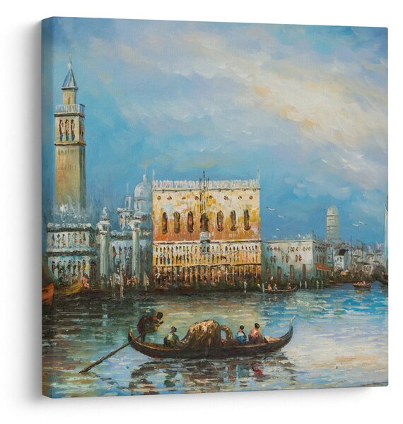 Obraz - Gondola projíždějící Benátkami, olejomalba (30x30 cm)