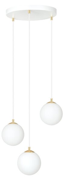 Závěsné svítidlo ROYAL 3 – celobílé, sklo, 3× E14, šířka 40 cm