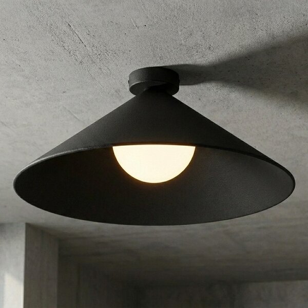 Stropní svítidlo MONO 1L – černé, opálové sklo, 1× E14, šířka 50 cm