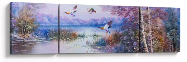 Obraz - Přichází podzim, olejomalba (170x50 cm)