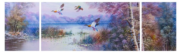 Obraz - Přichází podzim, olejomalba (170x50 cm)