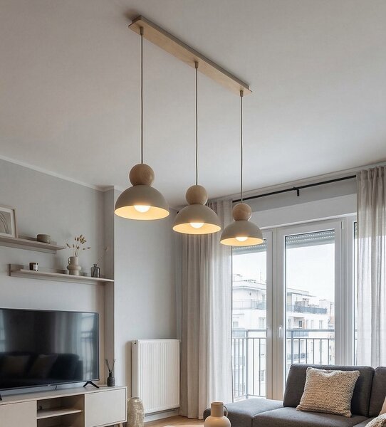 Závěsné svítidlo KAKI 3 – moka, 3× E27, šířka 73 cm