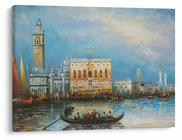 Obraz - Gondola projíždějící Benátkami, olejomalba (70x50 cm)