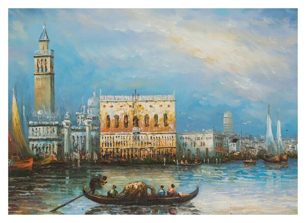 Obraz - Gondola projíždějící Benátkami, olejomalba (70x50 cm)