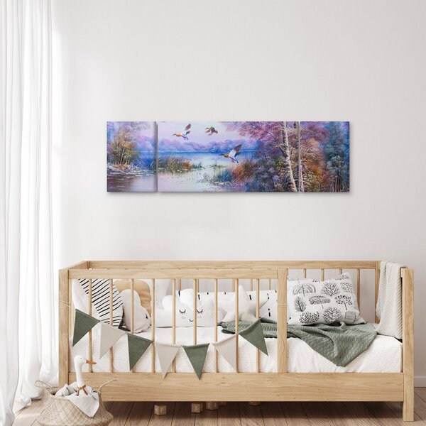 Obraz - Přichází podzim, olejomalba (170x50 cm)