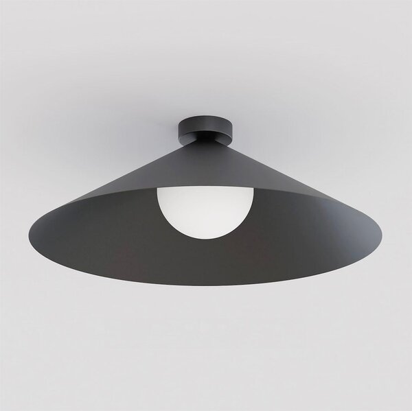 Stropní svítidlo MONO 1L – černé, opálové sklo, 1× E14, šířka 50 cm