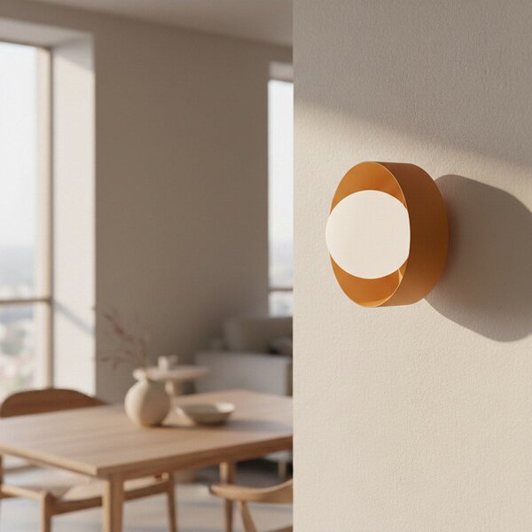 Nástěnné svítidlo LULU K1 – oranžové, bílé sklo, 1× G9, šířka 17 cm