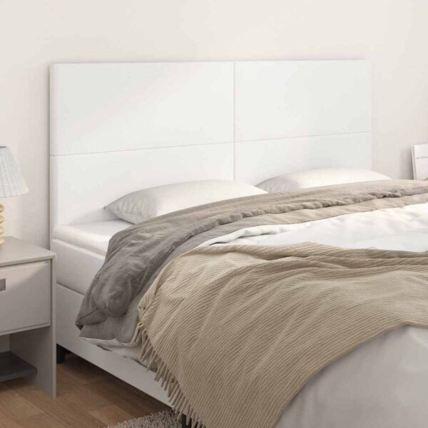 Čelo postele bílé 200 x 5 x 118/128 cm umělá kůže 3116161