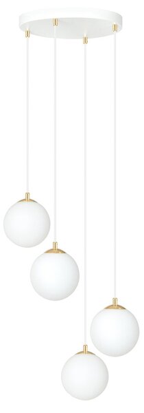Závěsné svítidlo ROYAL 4 – celobílé, sklo, 4× E14, šířka 40 cm