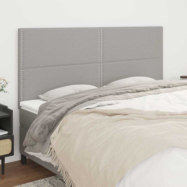 Čelo postele světle šedé 200 x 5 x 118/128 cm látkové 3116214