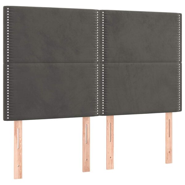 Čelo postele tmavě šedé 144x5x118/128 cm sametové 3116241