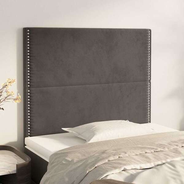 Čelo postele tmavě šedé 100x5x118/128 cm sametové 3116235