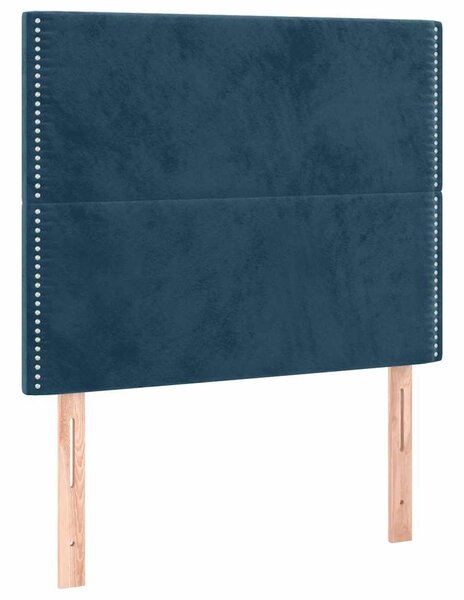 Čelo postele tmavě modré 100x5x118/128 cm sametové 3116238
