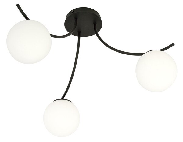 Stropní svítidlo BOSTON 3 – černé, opálové sklo, 3× E14, šířka 65 cm