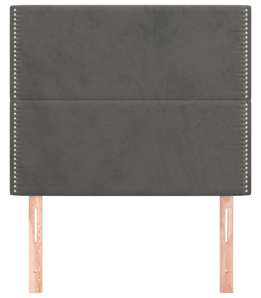 Čelo postele tmavě šedé 100x5x118/128 cm sametové 3116235