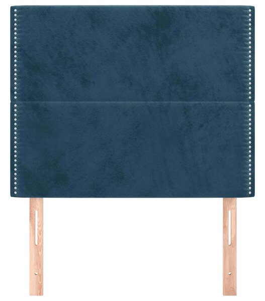 Čelo postele tmavě modré 100x5x118/128 cm sametové 3116238
