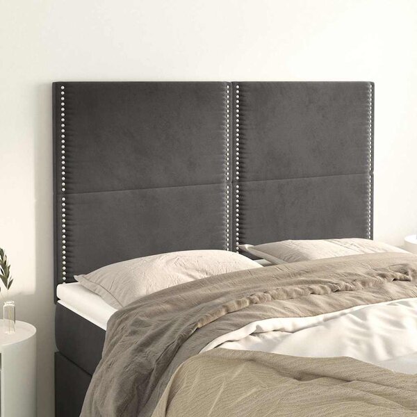 Čelo postele tmavě šedé 144x5x118/128 cm sametové 3116241