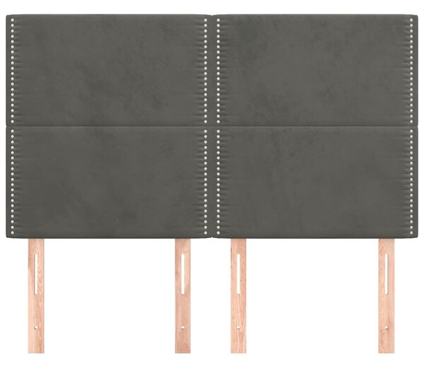 Čelo postele tmavě šedé 144x5x118/128 cm sametové 3116241