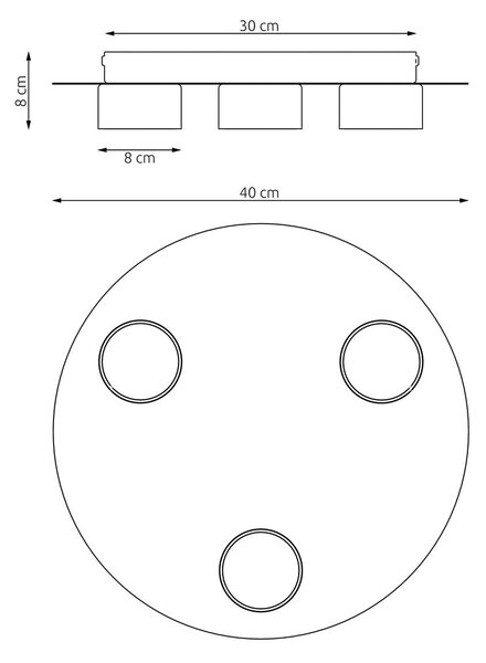 Stropní svítidlo PIXO 3 – černé, 3× GX53, šířka 40 cm