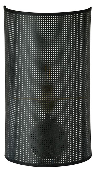 Nástěnné svítidlo ASTON K1 – černé, bílé / zlaté textilní stínidlo, 1× E14, šířka 18 cm