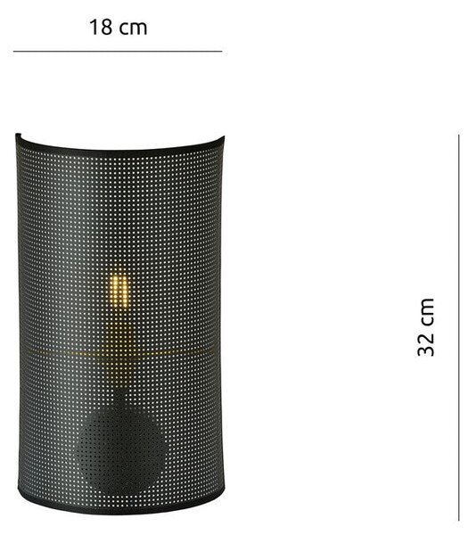 Nástěnné svítidlo ASTON K1 – černé, bílé / zlaté textilní stínidlo, 1× E14, šířka 18 cm