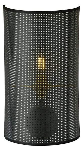 Nástěnné svítidlo ASTON K1 – černé, bílé / zlaté textilní stínidlo, 1× E14, šířka 18 cm