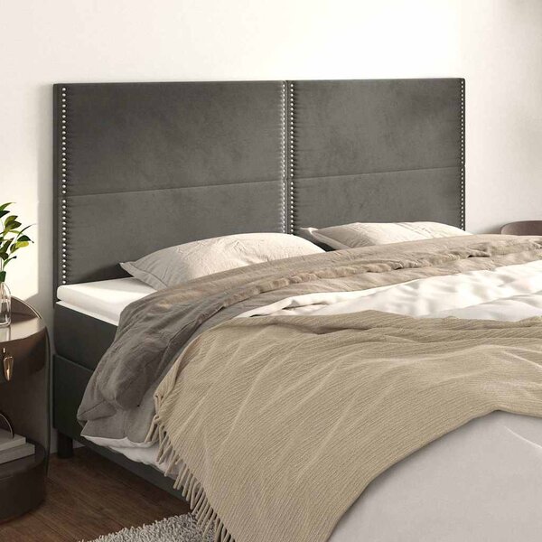 Čelo postele tmavě šedé 200x5x118/128 cm sametové 3116259