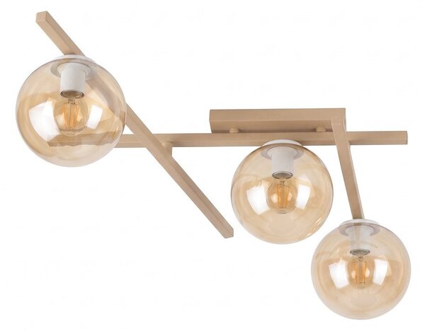 Stropní svítidlo SMART 3 – moka, jantarové sklo, 3× E14, šířka 51 cm