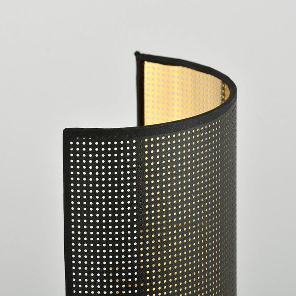 Nástěnné svítidlo ASTON K1 – černé, bílé / zlaté textilní stínidlo, 1× E14, šířka 18 cm