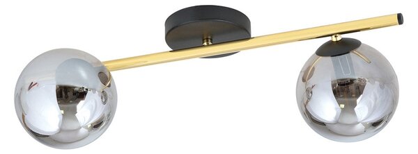 Stropní svítidlo SPLENDI 2 – černé, grafitové sklo, 2× E14, šířka 55 cm