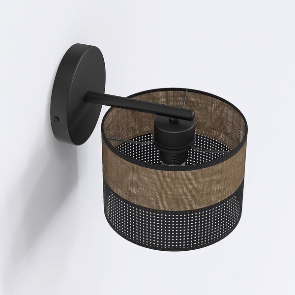 Nástěnné svítidlo KARBON K1 – černé / hnědé, textilní stínidlo, 1× E27, šířka 20 cm